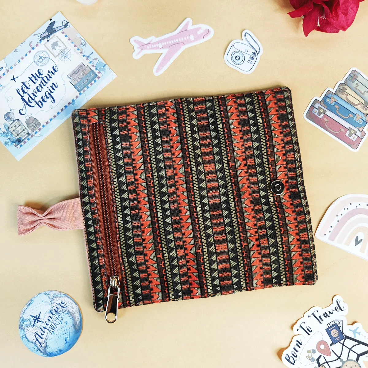 Peachy Chic Combo- Sling, Mini Wallet, Passport Case, Pouch