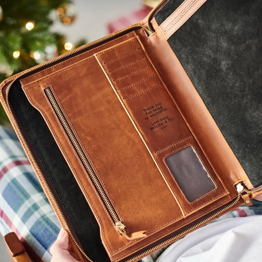 Personalised Leather A4 Document Holder and Organiser