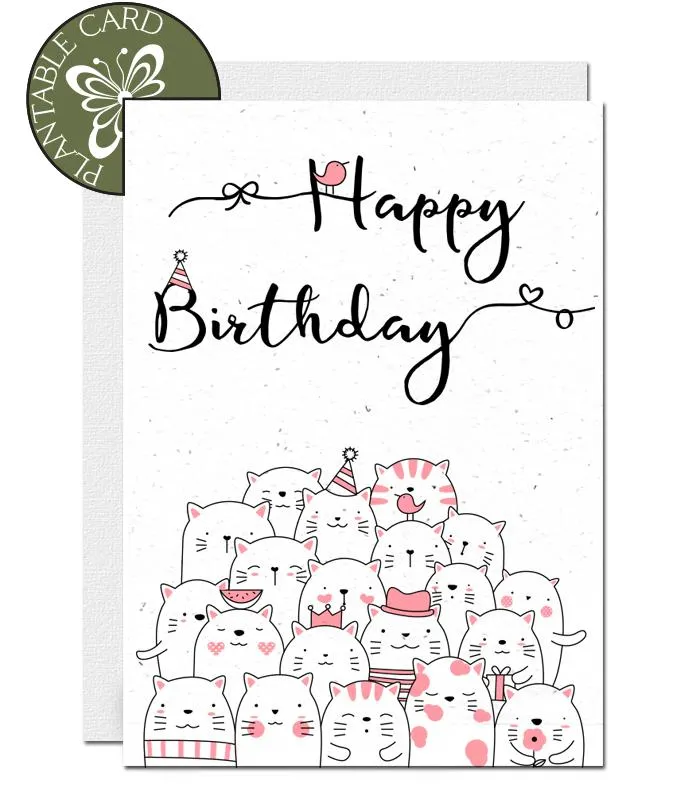 Plantable Birthday Card - Cats