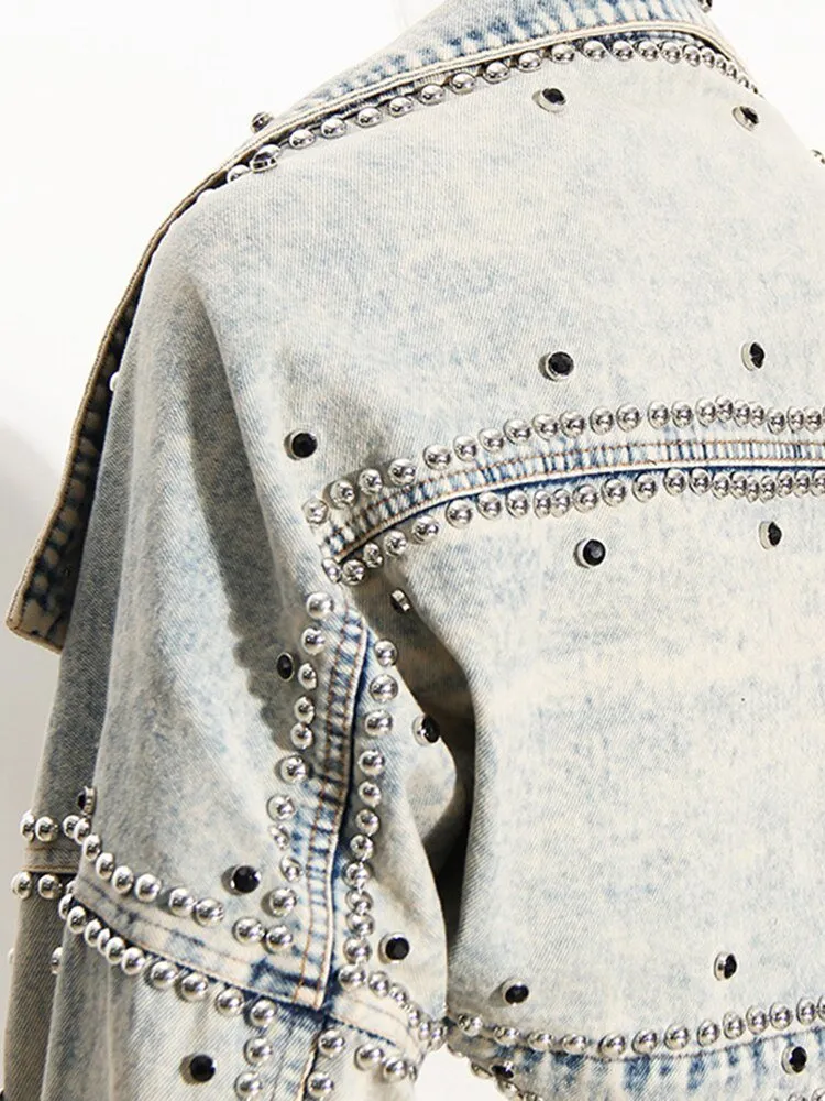 Pre Order:  Loose Fit Studded Denim Jacket