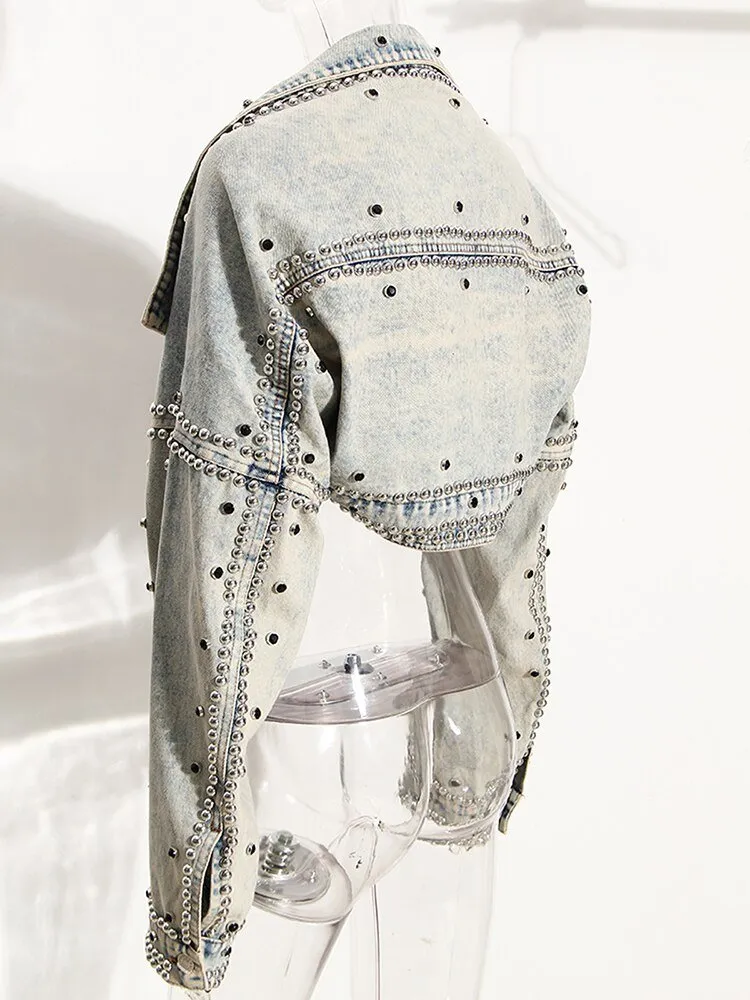 Pre Order:  Loose Fit Studded Denim Jacket