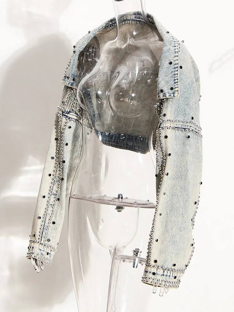 Pre Order:  Loose Fit Studded Denim Jacket