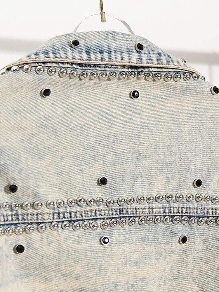 Pre Order:  Loose Fit Studded Denim Jacket