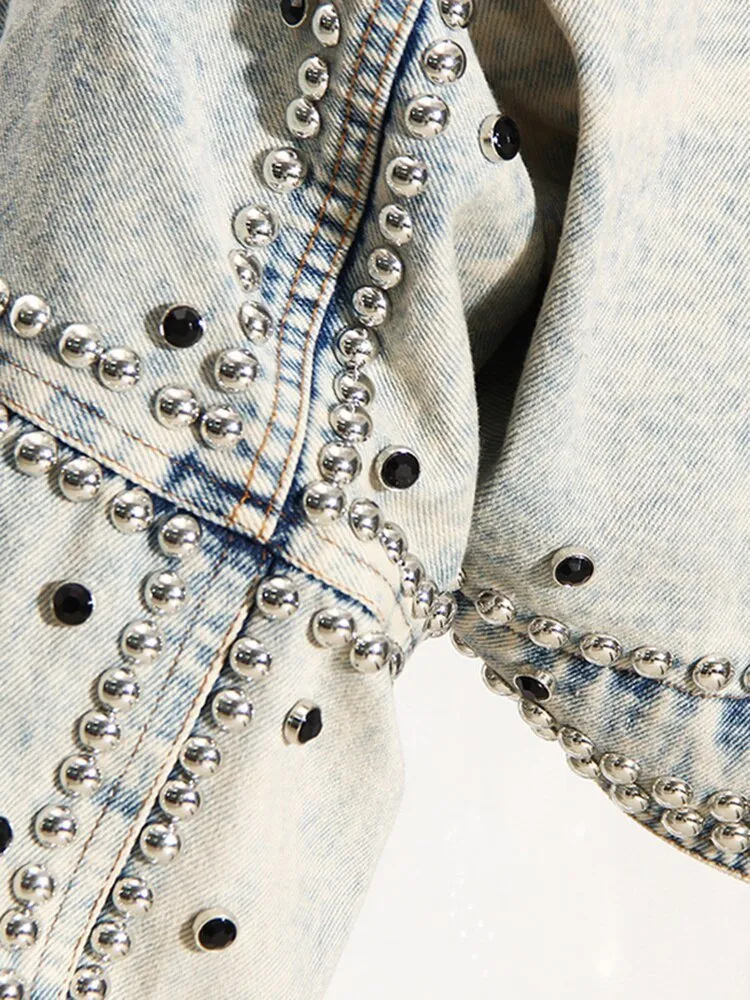 Pre Order:  Loose Fit Studded Denim Jacket