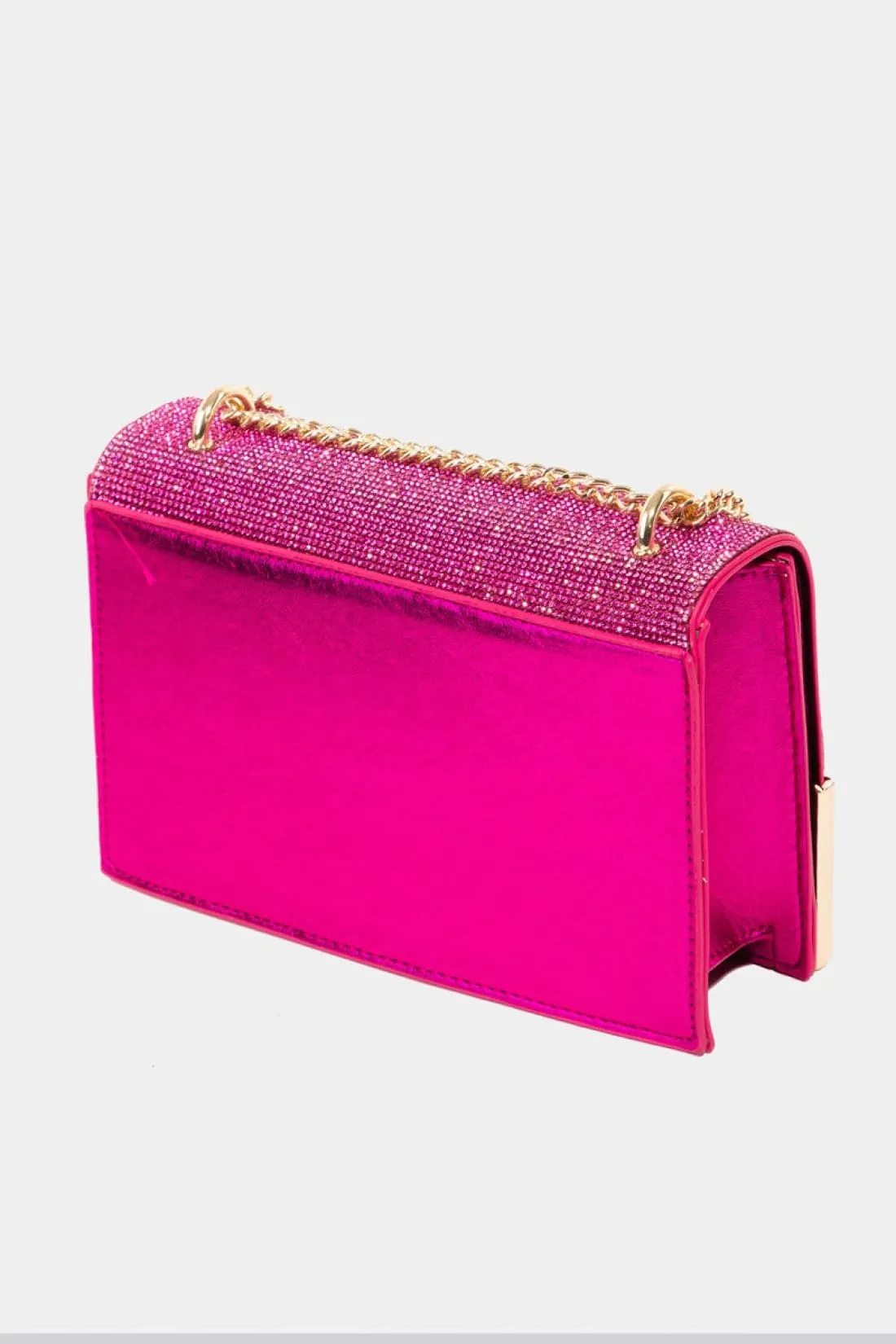Rhinestone Studded Chain Strap Crossbody Bag