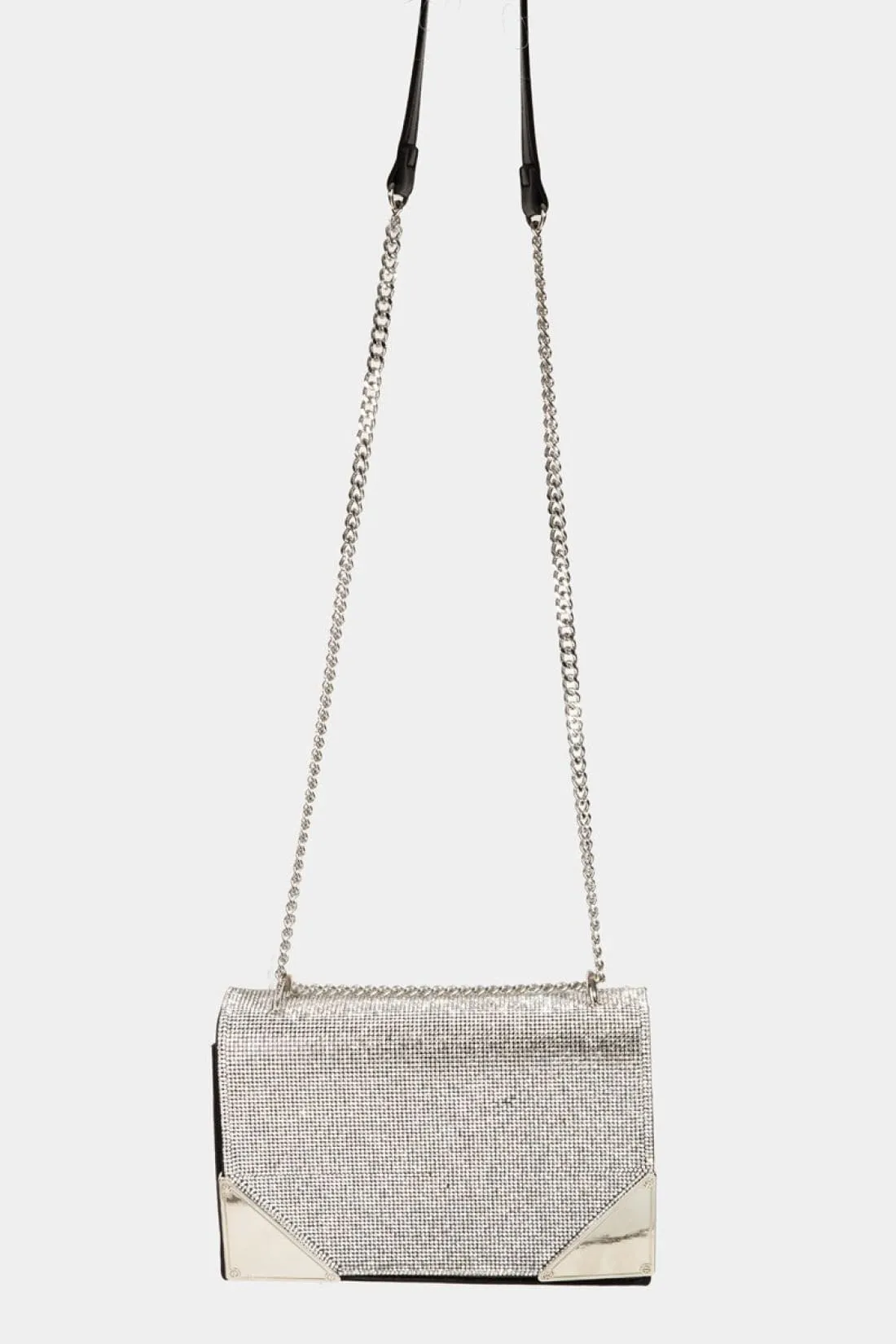 Rhinestone Studded Chain Strap Crossbody Bag