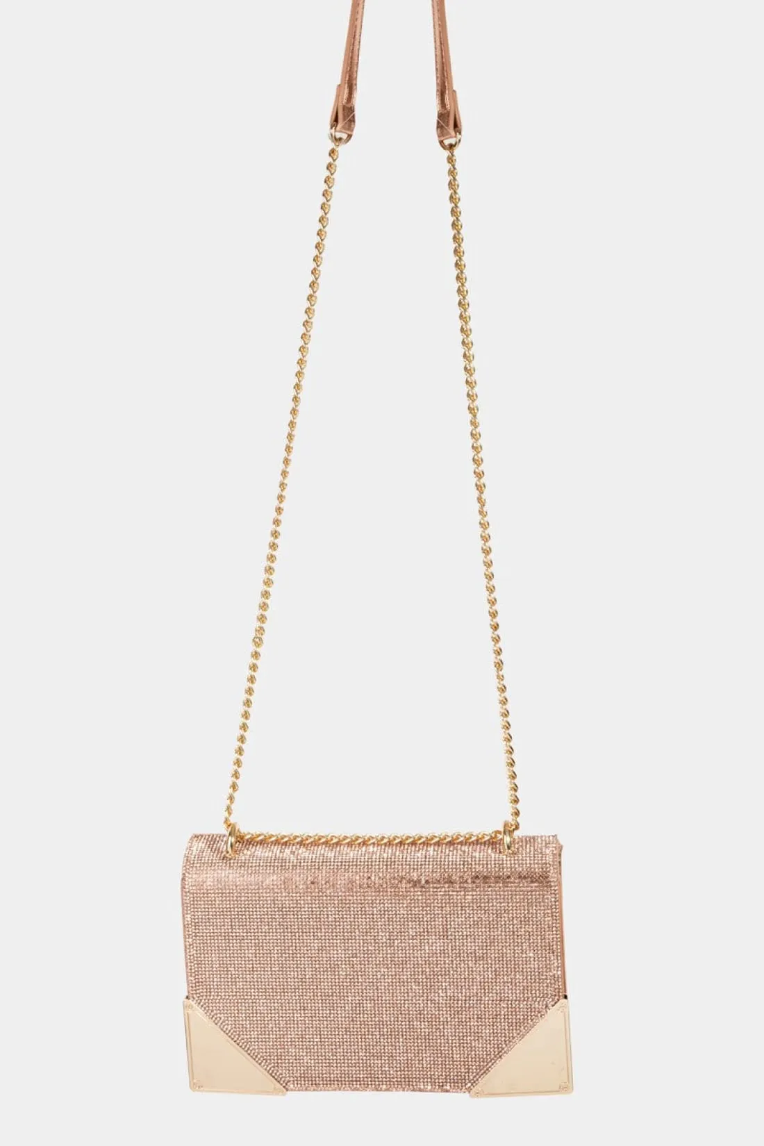 Rhinestone Studded Chain Strap Crossbody Bag
