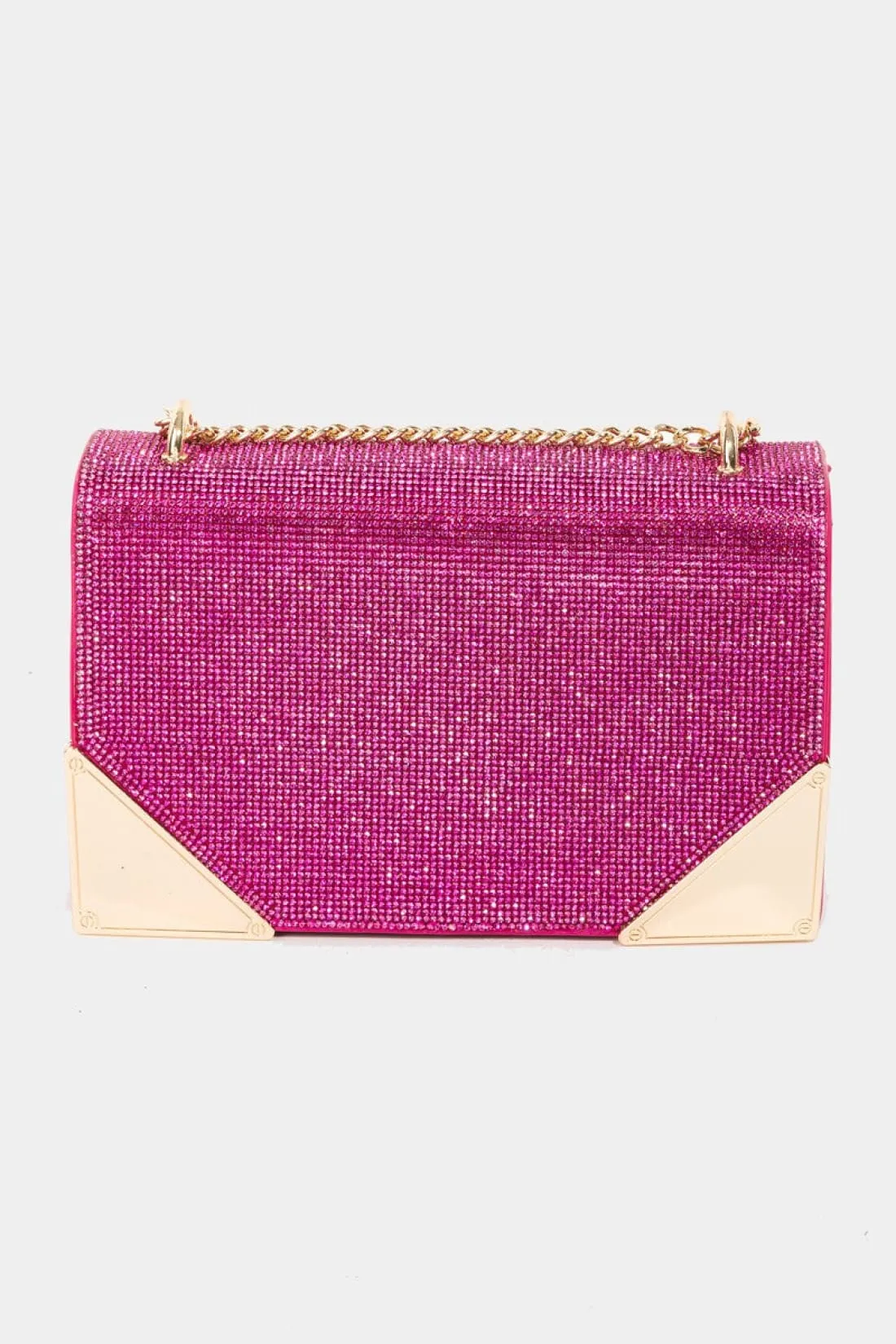 Rhinestone Studded Chain Strap Crossbody Bag