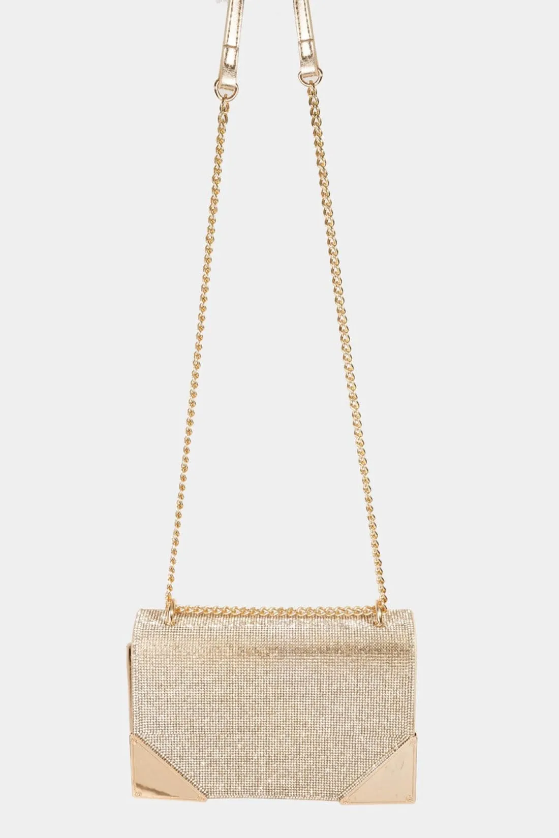 Rhinestone Studded Chain Strap Crossbody Bag