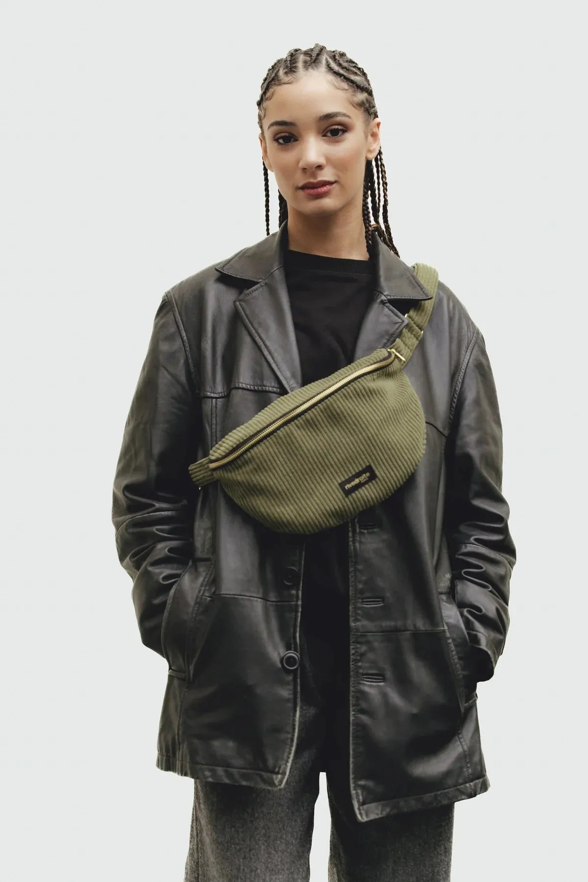 Rivedroite Custine Velvet Waist Bag Khaki