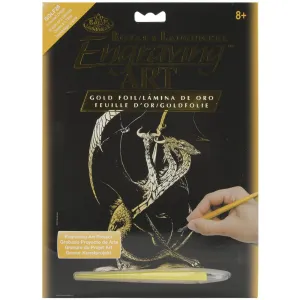 Royal Brush Gold 3 Headed Dragon Engraving Art