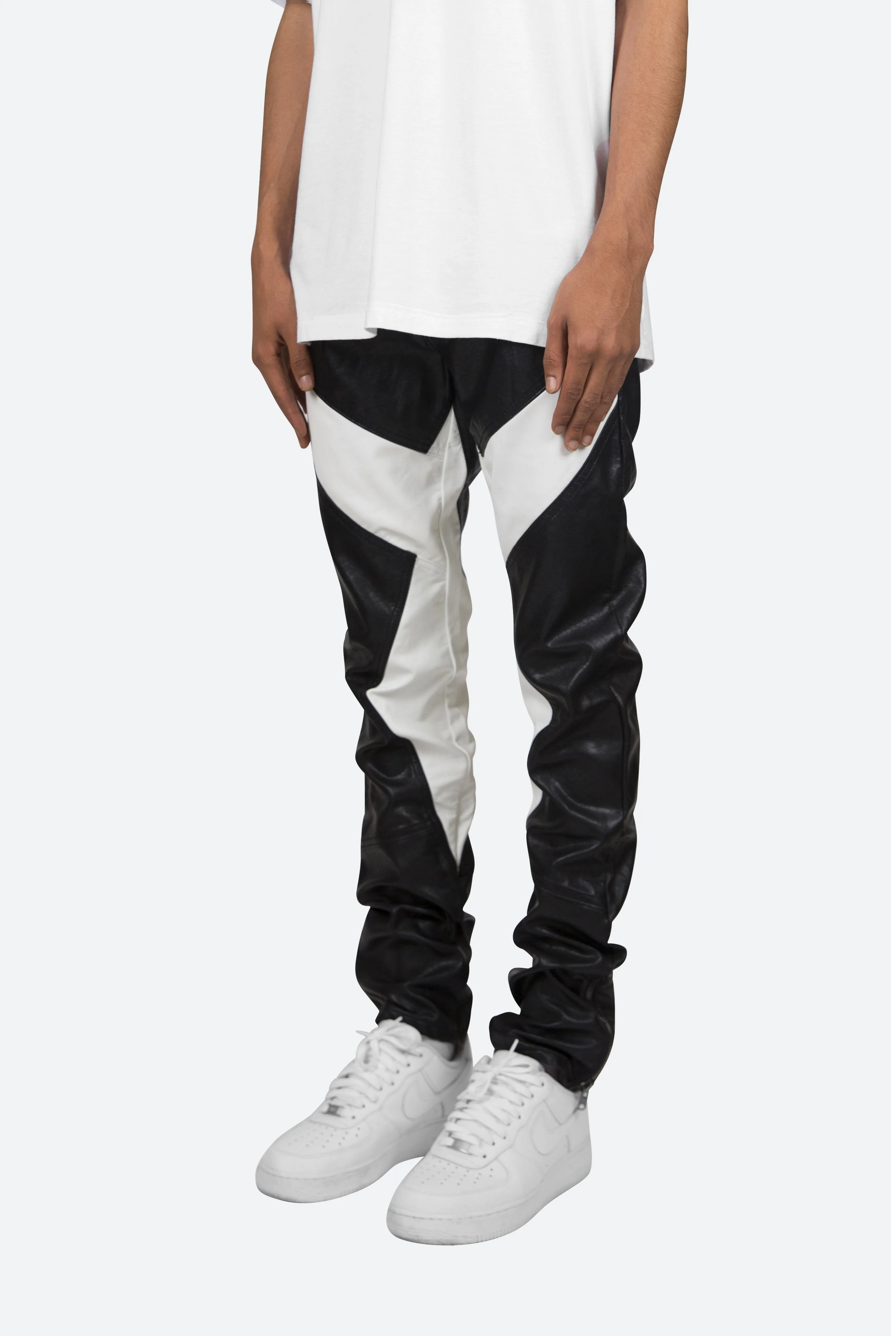 S192 Leather Pants - Black/White