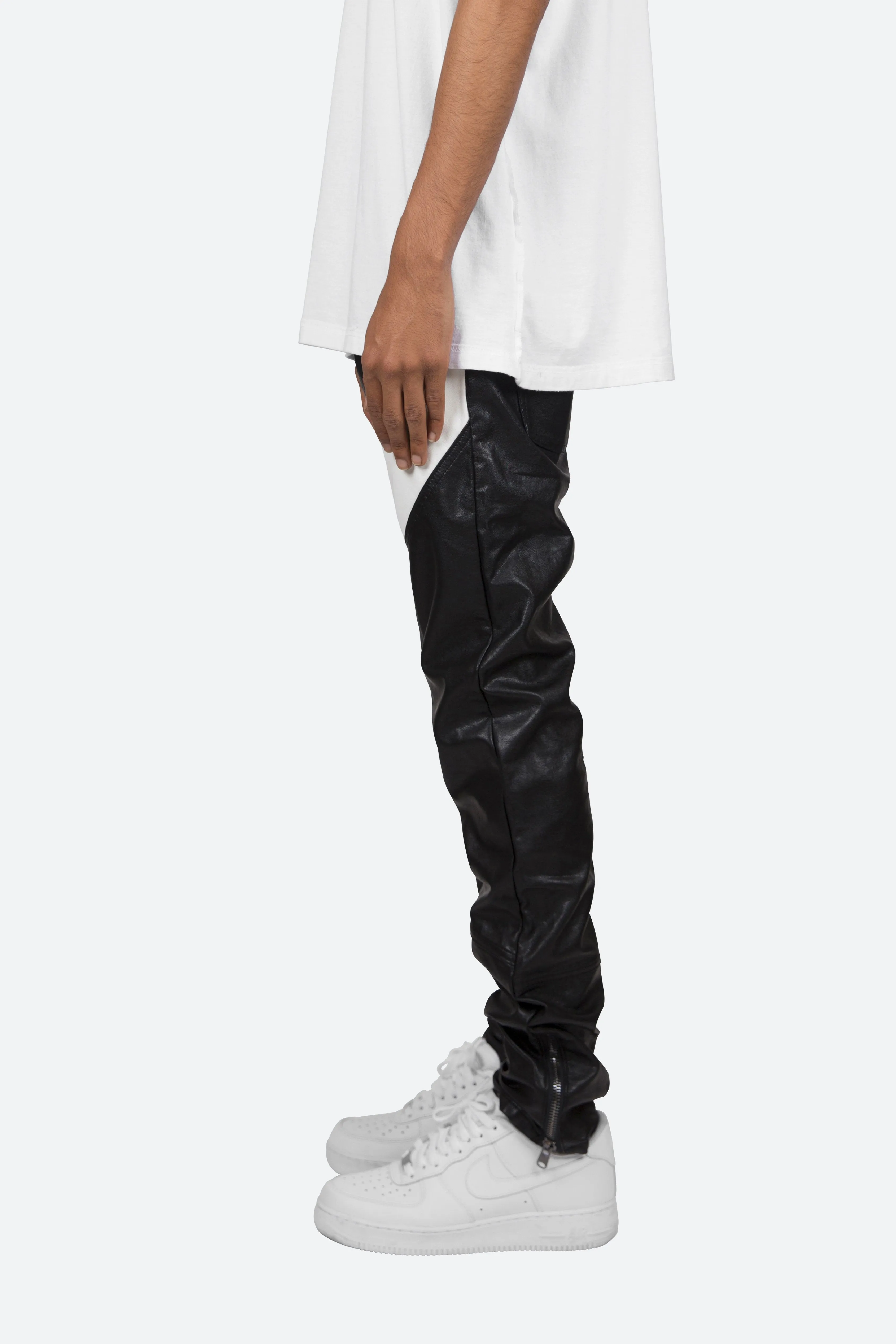S192 Leather Pants - Black/White