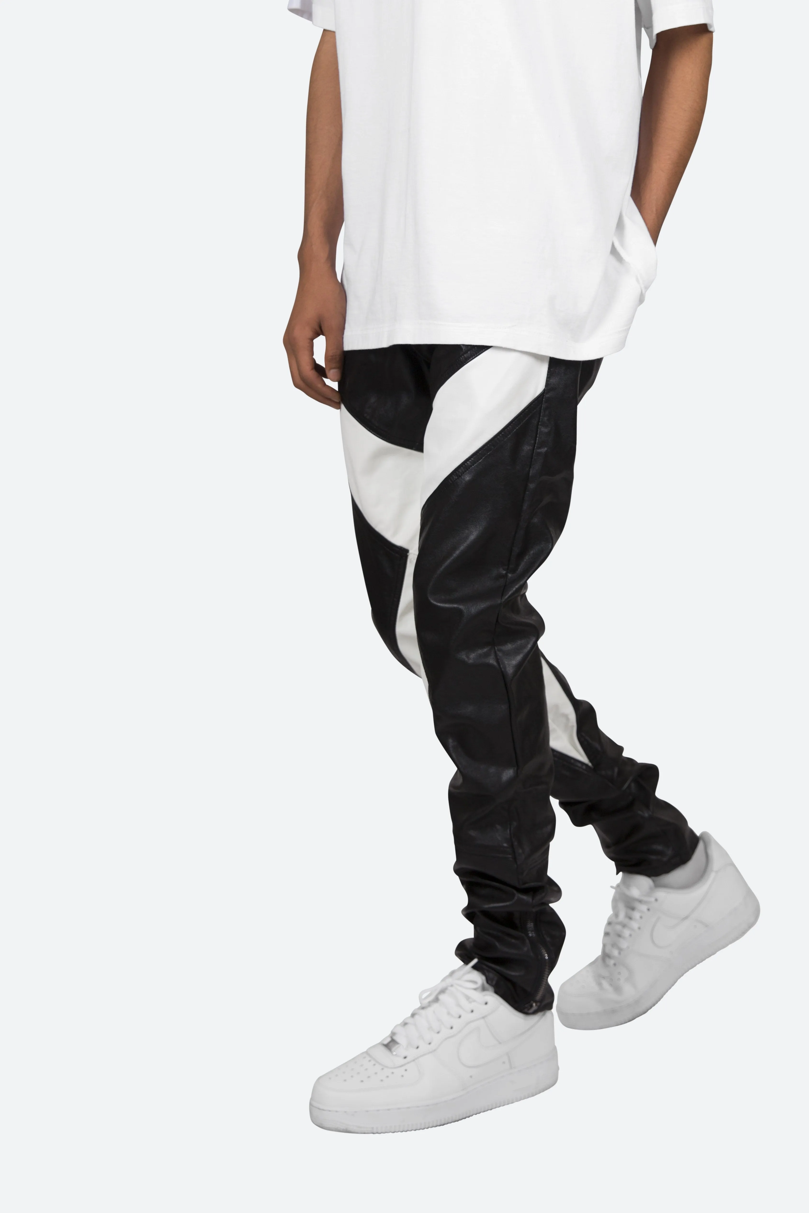 S192 Leather Pants - Black/White