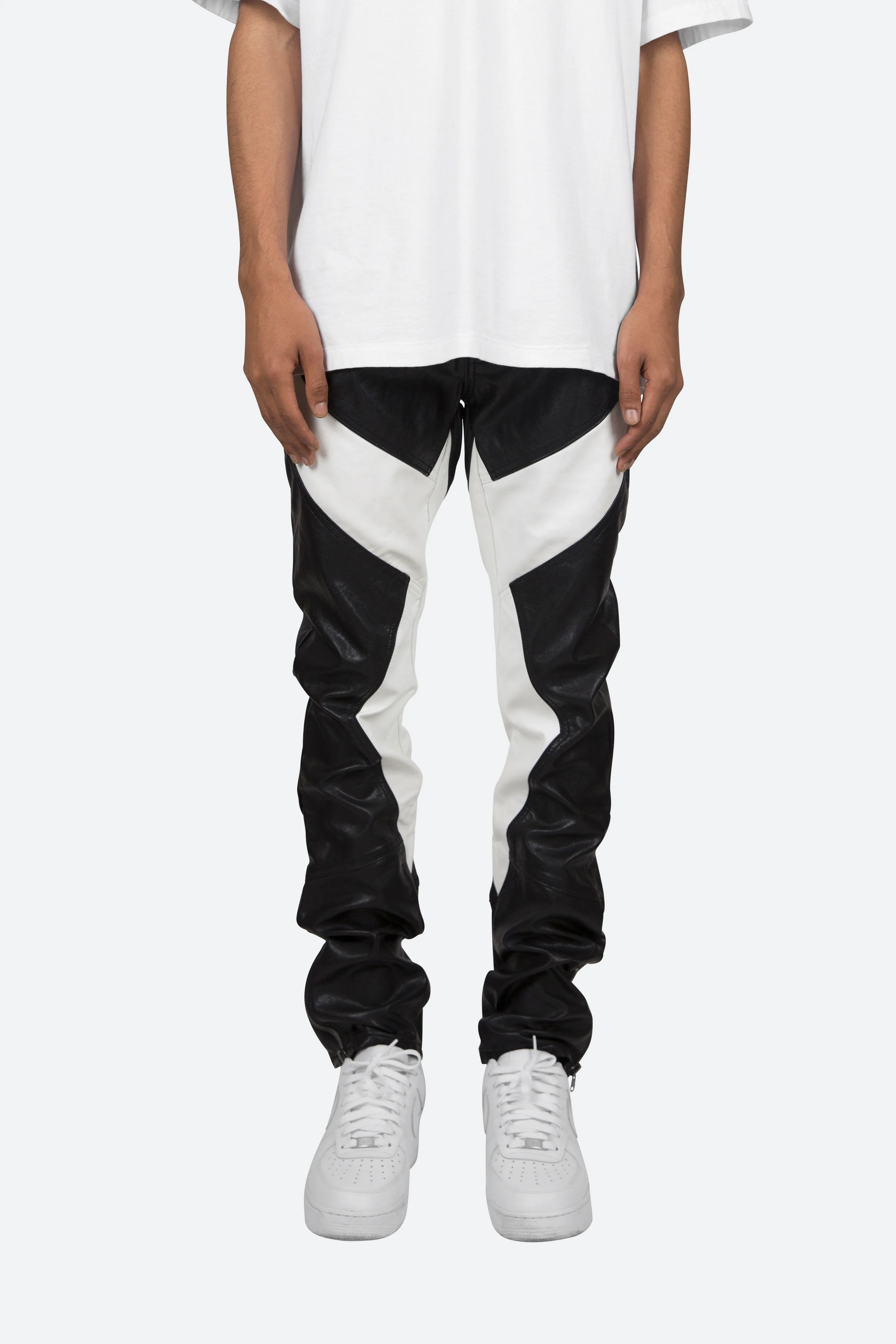 S192 Leather Pants - Black/White