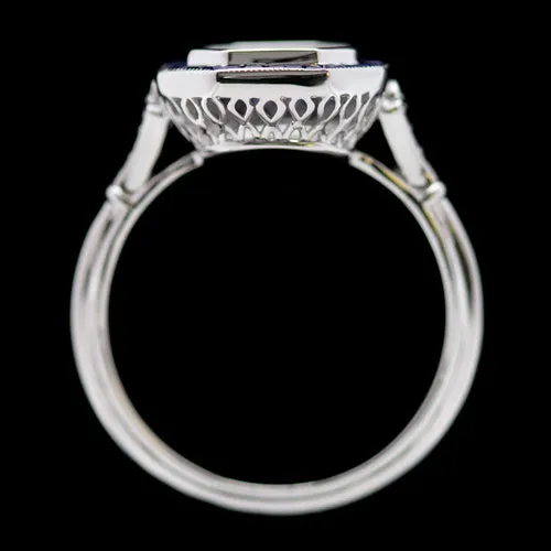 SAPPHIRE DIAMOND RADIANT ASSCHER CUT SETTING ENGAGEMENT RING SEMI-MOUNT VINTAGE