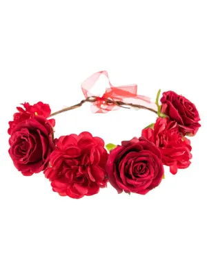 Scarlet Spring Bohemian Flower Crown