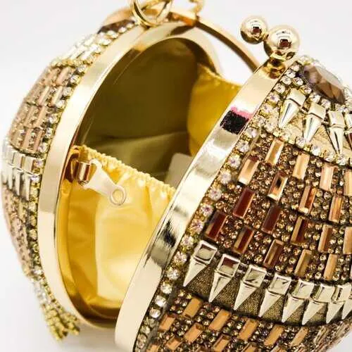 Shinny Studded Ball Shaped Tassel Clutch Bag