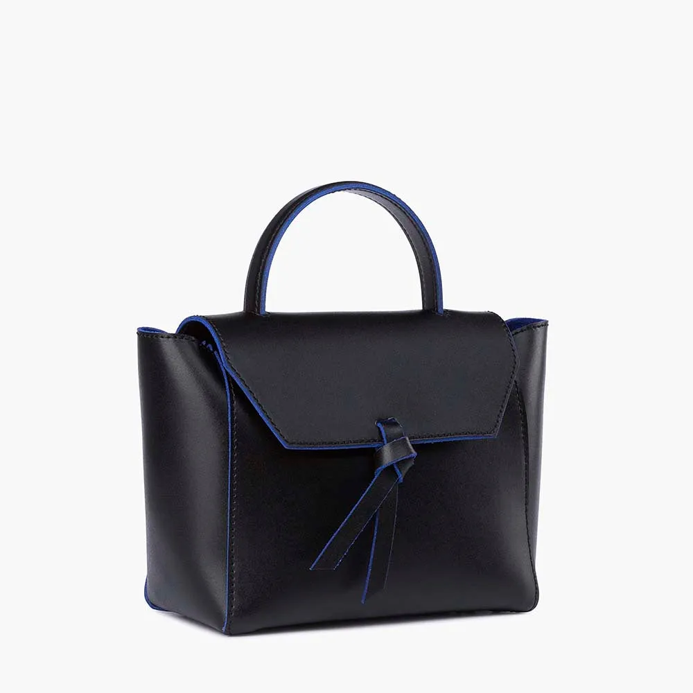 Siena Mini Leather Satchel Crossbody Bag - Black