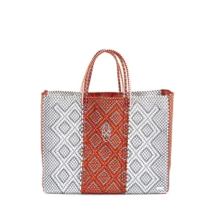 SILVER ORANGE BOOK TOTE BAG AND CLUTCH