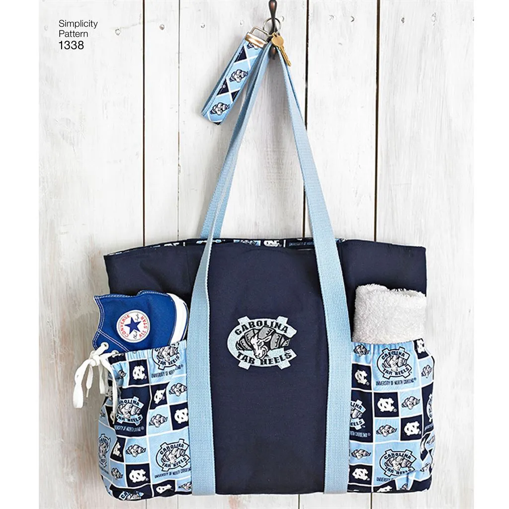 Simplicity Pattern 1338 Tote Bags in Three Sizes, Backpack and Coin Purse