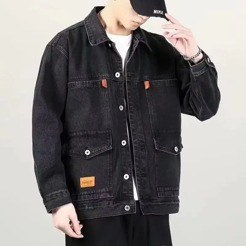 Spring Autumn Denim Jacket 2022 New Style Japanese Trendy Brand Multi-pocket Korean Version Loose Fit Men's Wear Jacket
