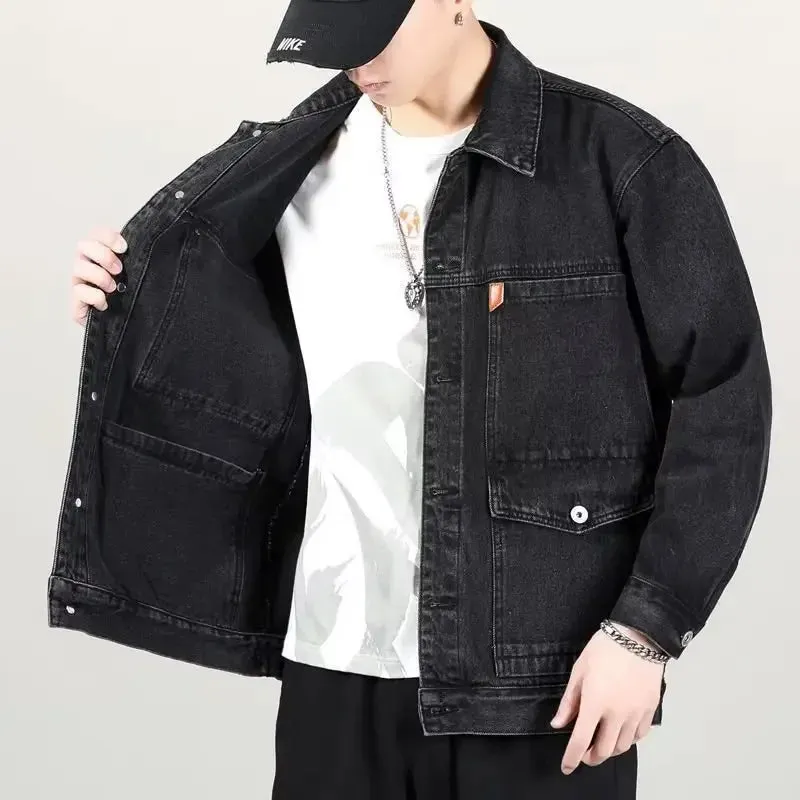 Spring Autumn Denim Jacket 2022 New Style Japanese Trendy Brand Multi-pocket Korean Version Loose Fit Men's Wear Jacket
