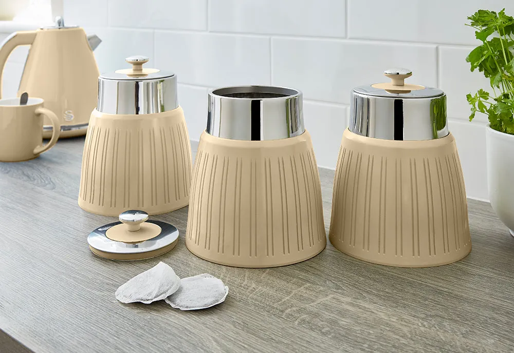 Swan Retro Set of 3 Striped Storage Canisters