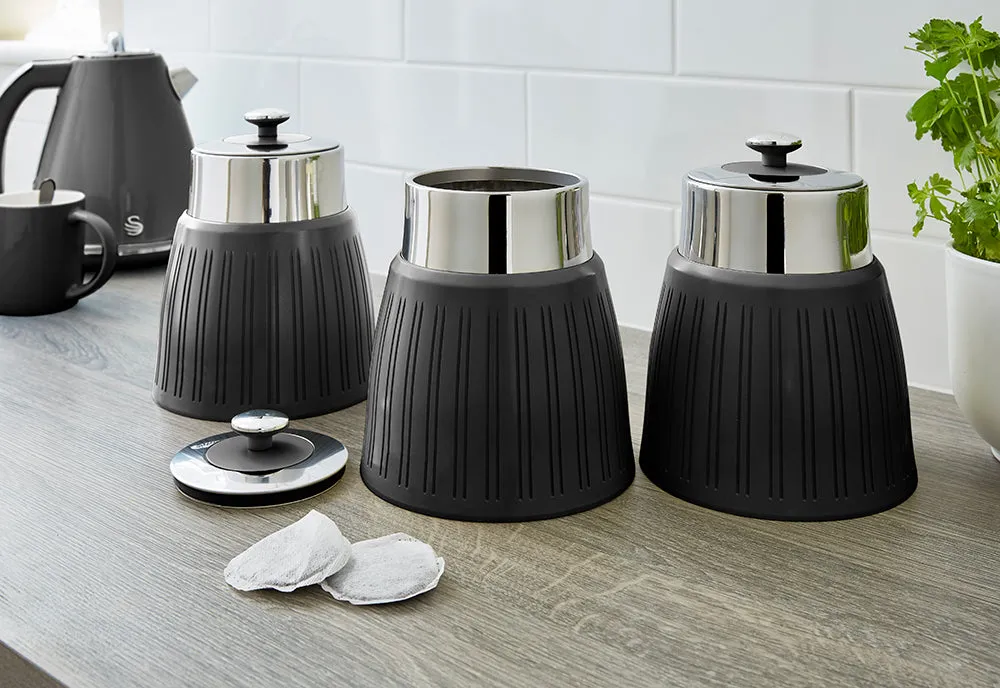 Swan Retro Set of 3 Striped Storage Canisters