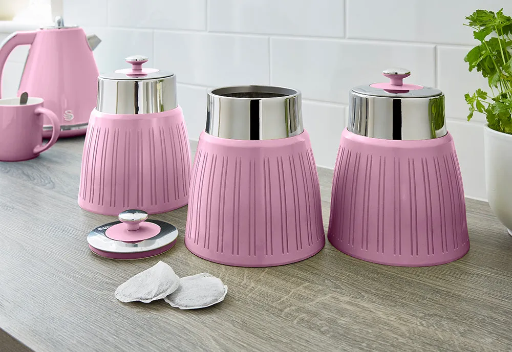 Swan Retro Set of 3 Striped Storage Canisters