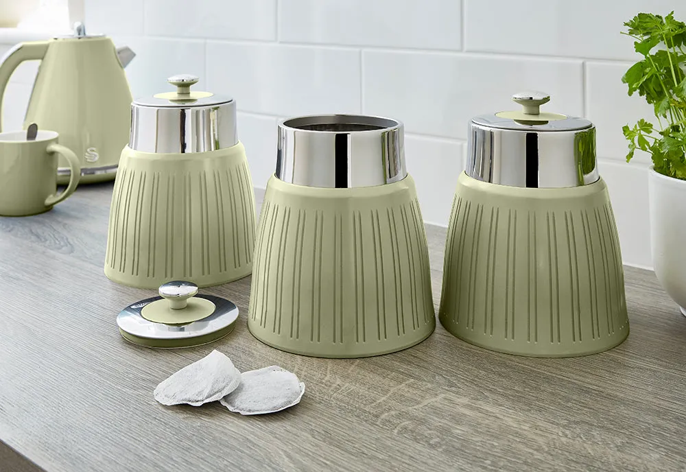 Swan Retro Set of 3 Striped Storage Canisters
