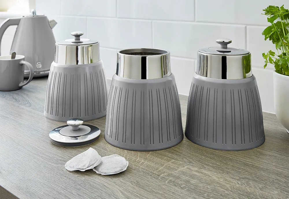 Swan Retro Set of 3 Striped Storage Canisters
