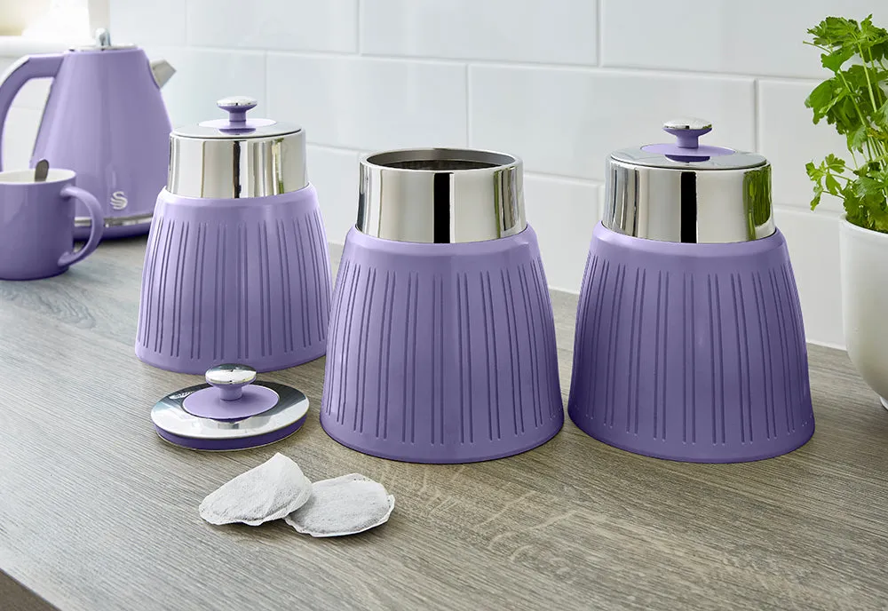 Swan Retro Set of 3 Striped Storage Canisters