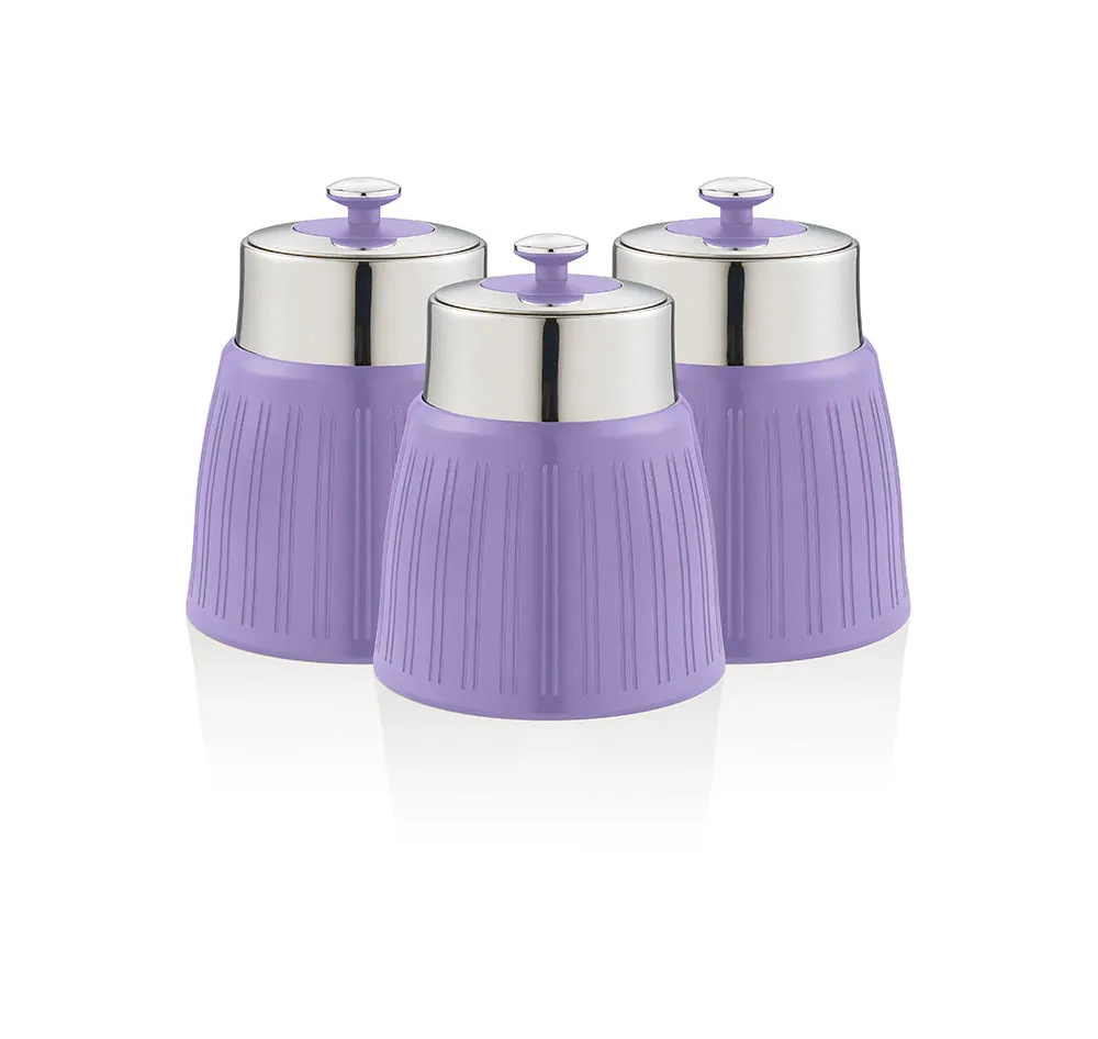 Swan Retro Set of 3 Striped Storage Canisters