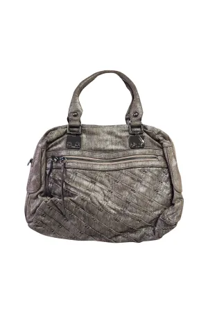 Taupe Leather Studded Reveal Satchel