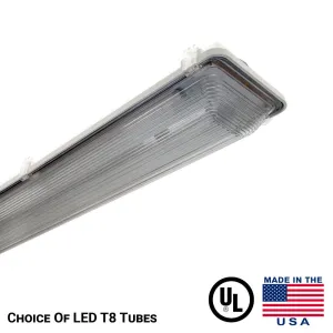 Techbrite 2 Lamp LED Tube Ready Vapor Proof Light Fixture - All Electrical Specs Dependent On Tubes Lights Used With This Item Weather Proof