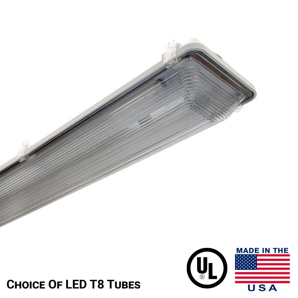 Techbrite 2 Lamp LED Tube Ready Vapor Proof Light Fixture - All Electrical Specs Dependent On Tubes Lights Used With This Item Weather Proof