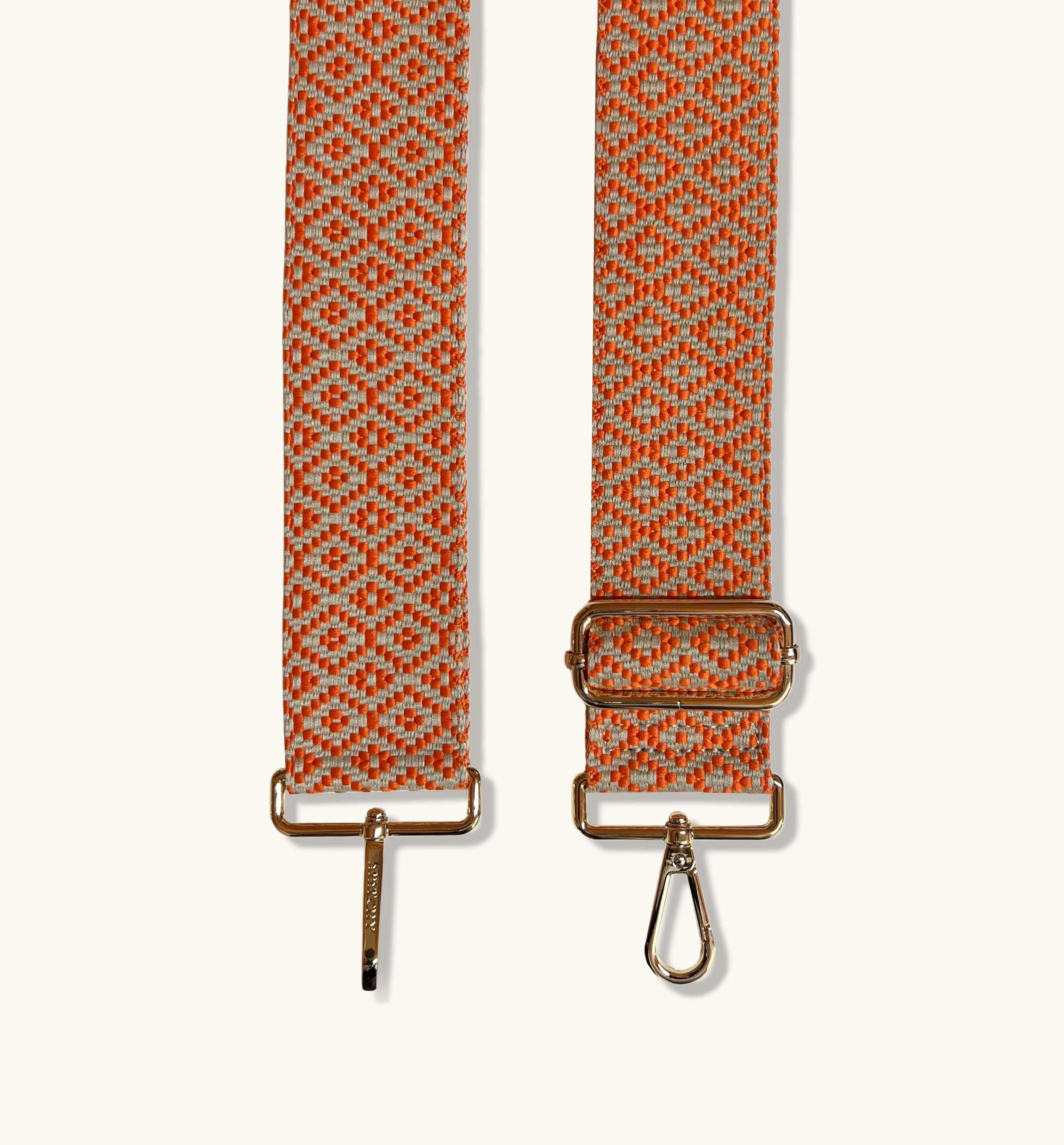 The Tassel Light Grey Leather Crossbody Bag With Orange Cross-Stitch Strap