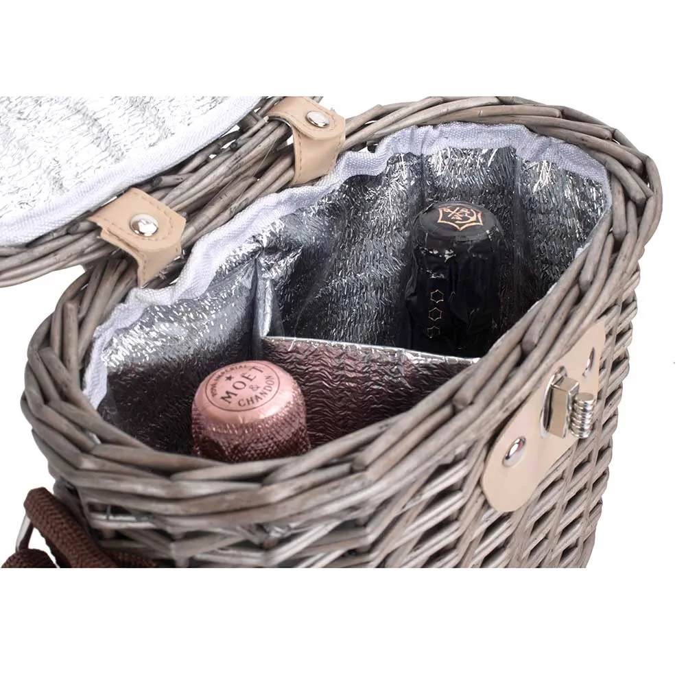 Two Bottle Cooler Wicker Carry Basket 016 by Willow