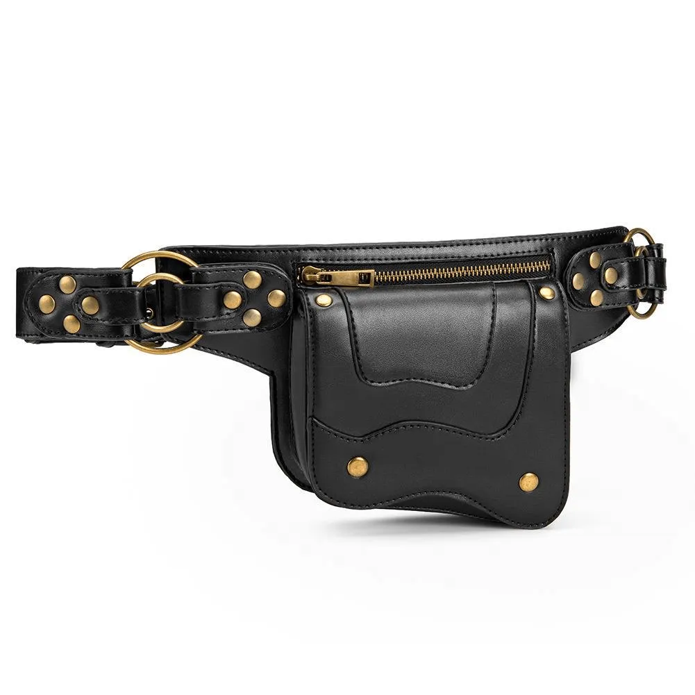 Unisex Steampunk Waist Bag / Travel Casual Crossobody Leather Bag