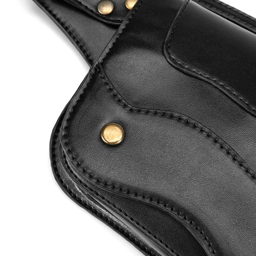 Unisex Steampunk Waist Bag / Travel Casual Crossobody Leather Bag