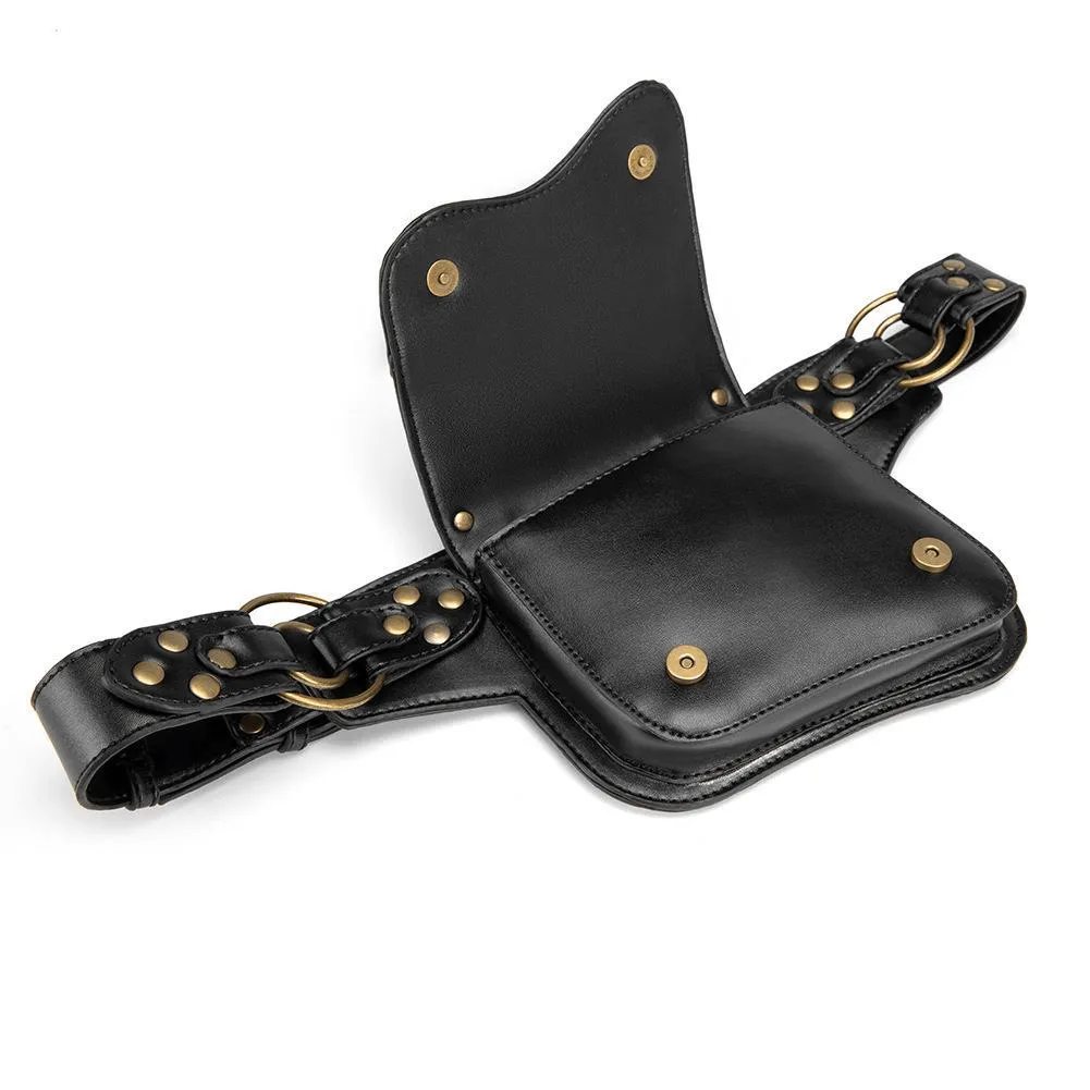 Unisex Steampunk Waist Bag / Travel Casual Crossobody Leather Bag