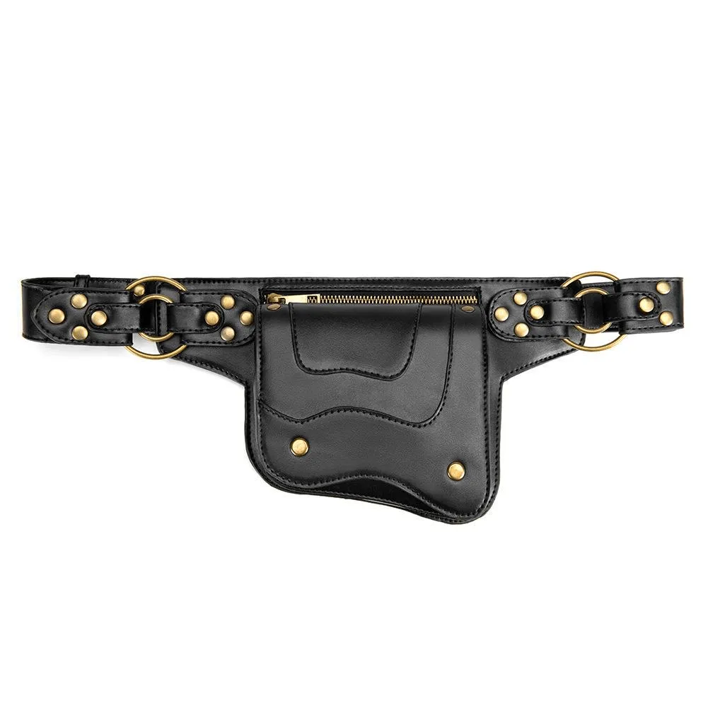 Unisex Steampunk Waist Bag / Travel Casual Crossobody Leather Bag