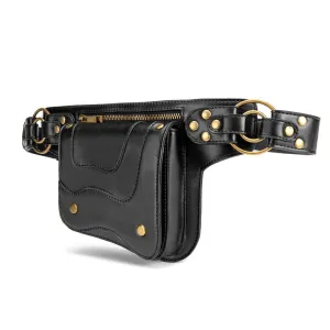Unisex Steampunk Waist Bag / Travel Casual Crossobody Leather Bag