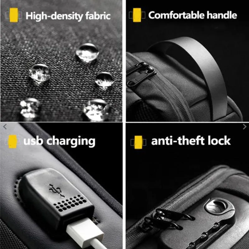 USB Charging Travel Shoulder Bag
