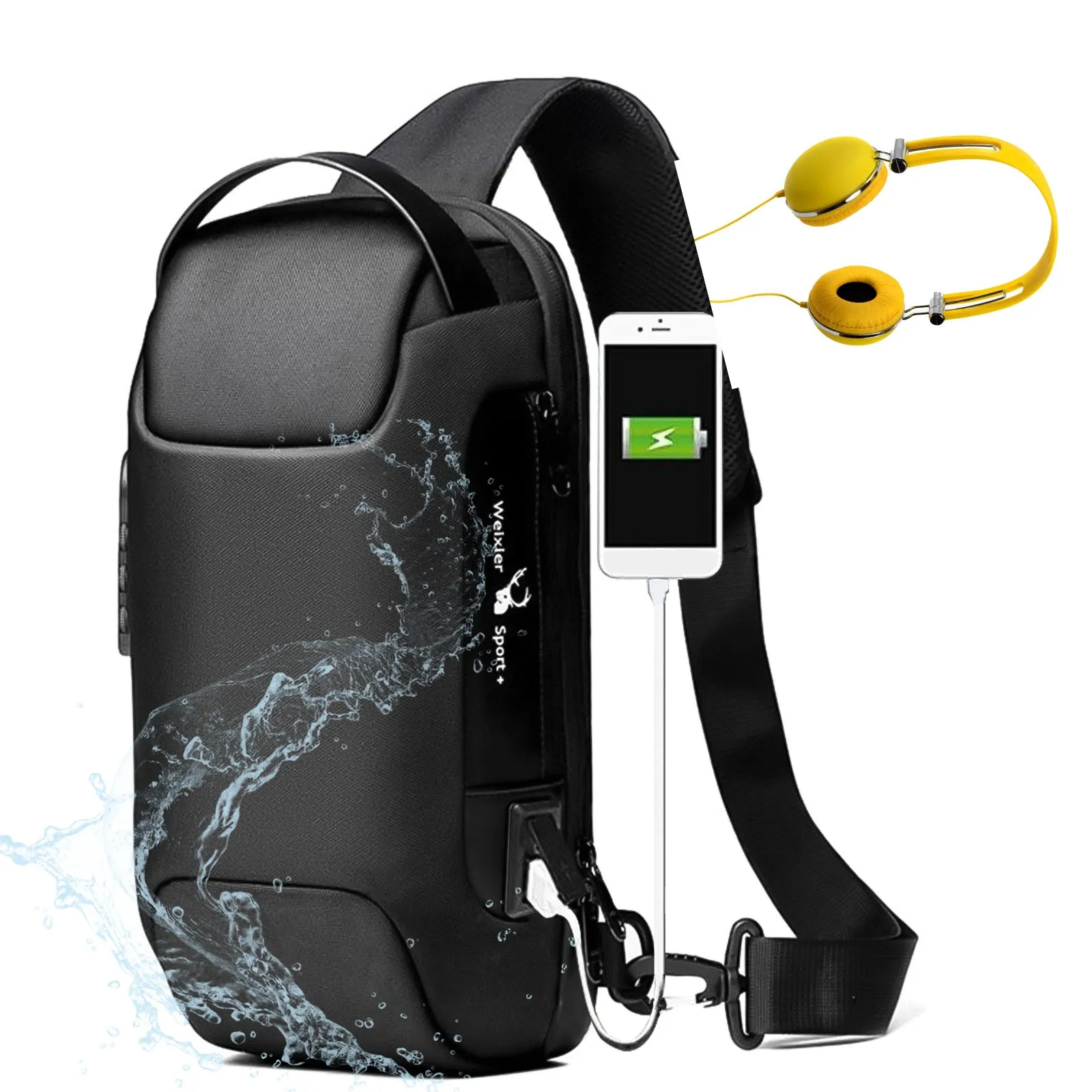 USB Charging Travel Shoulder Bag
