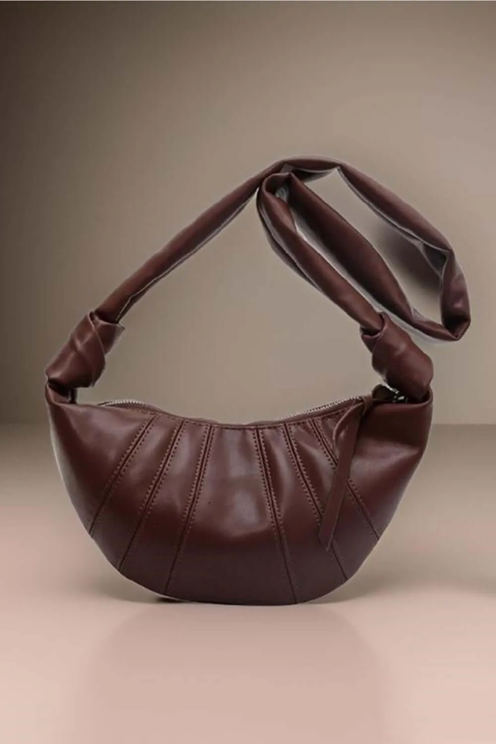 Vegan Leather Croissant Crossbody Bag Handbag