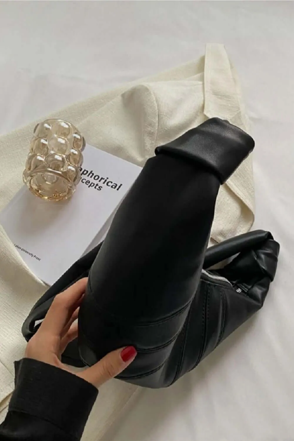 Vegan Leather Croissant Crossbody Bag Handbag