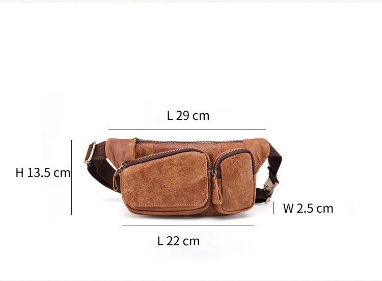 Vintage Men Outdoor Leather Waist/Chest Bag J6469