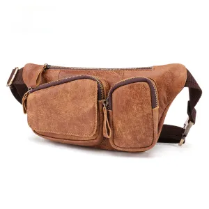 Vintage Men Outdoor Leather Waist/Chest Bag J6469